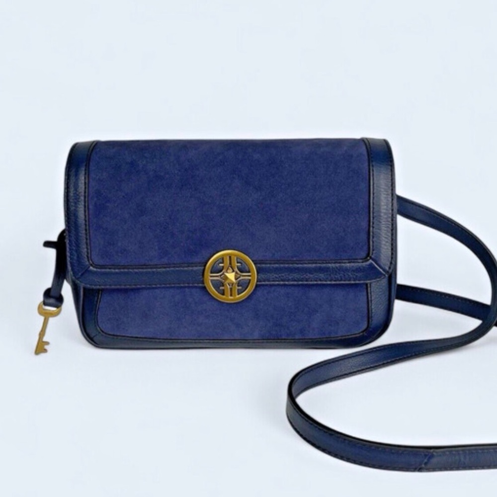Fossil Jasmine Flap Suede Crossbody Purse